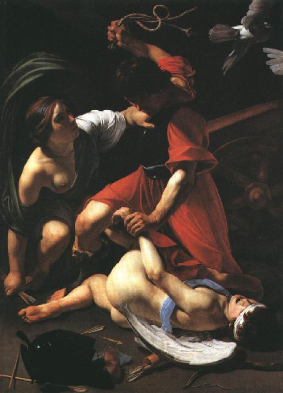 MANFREDI, Bartolomeo Cupid Chastised sg France oil painting art